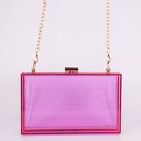 Black Transparent Pink Arylic Solid Color Square Evening Bags sku image 7