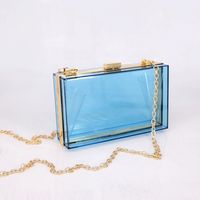 Black Transparent Pink Arylic Solid Color Square Evening Bags sku image 10