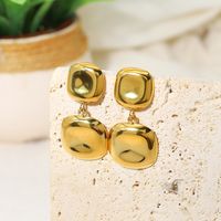 1 Pair Ig Style Vacation French Style Square Plating Stainless Steel Titanium Steel 18k Gold Plated Drop Earrings main image 6