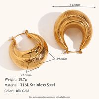 1 Pair Lady U Shape Plating Stainless Steel 18k Gold Plated Earrings sku image 1