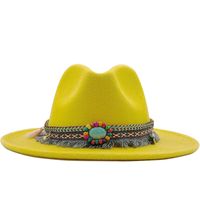 Unisex Cowboy Style Solid Color Flat Eaves Fedora Hat main image 1