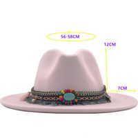 Unisex Cowboy Style Solid Color Flat Eaves Fedora Hat main image 3