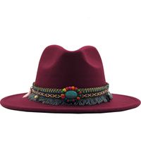 Unisex Cowboy Style Solid Color Flat Eaves Fedora Hat main image 5