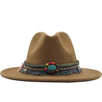Unisex Cowboy Style Solid Color Flat Eaves Fedora Hat main image 6