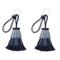 Simple Style Solid Color Pu Leather Tassel Keychain main image 3
