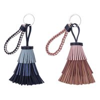 Simple Style Solid Color Pu Leather Tassel Keychain main image 2