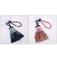 Simple Style Solid Color Pu Leather Tassel Keychain main image 4