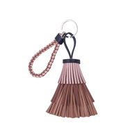 Simple Style Solid Color Pu Leather Tassel Keychain main image 5