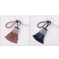 Simple Style Solid Color Pu Leather Tassel Keychain main image 1