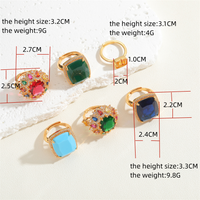 Elegant Classical Vintage Style Square Copper Plating Inlay Zircon 14k Gold Plated Open Rings main image 3