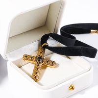 Simple Style Commute Cross Titanium Steel Plating Inlay Zircon 18k Gold Plated Pendant Necklace main image 2