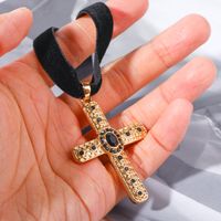 Simple Style Commute Cross Titanium Steel Plating Inlay Zircon 18k Gold Plated Pendant Necklace main image 4