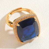 Elegant Classical Vintage Style Square Copper Plating Inlay Zircon 14k Gold Plated Open Rings main image 10