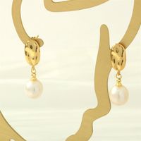 1 Paar Elegant Einfacher Stil Irregulär Überzug Inlay Kupfer Perle 18 Karat Vergoldet Tropfenohrringe main image 4