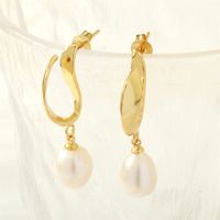 1 Paar Elegant Einfacher Stil Irregulär Überzug Inlay Kupfer Perle 18 Karat Vergoldet Tropfenohrringe sku image 2