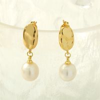 1 Paar Elegant Einfacher Stil Irregulär Überzug Inlay Kupfer Perle 18 Karat Vergoldet Tropfenohrringe main image 5