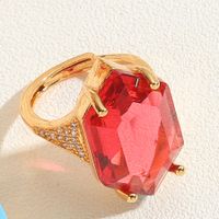 Elegant Classical Vintage Style Square Copper Plating Inlay Zircon 14k Gold Plated Open Rings main image 4