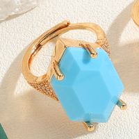 Elegant Classical Vintage Style Square Copper Plating Inlay Zircon 14k Gold Plated Open Rings main image 5