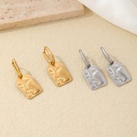 1 Pair IG Style Vintage Style Human Face Polishing Plating 304 Stainless Steel Drop Earrings main image 4