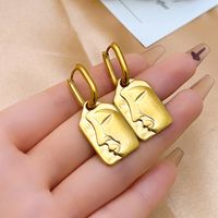 1 Pair IG Style Vintage Style Human Face Polishing Plating 304 Stainless Steel Drop Earrings main image 3