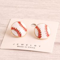 1 Pair Preppy Style Simple Style Sports Baseball Rugby Basketball Enamel Alloy Ear Studs main image 6