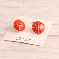 1 Pair Preppy Style Simple Style Sports Baseball Rugby Basketball Enamel Alloy Ear Studs main image 7