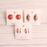 1 Pair Preppy Style Simple Style Sports Baseball Rugby Basketball Enamel Alloy Ear Studs main image 1