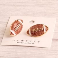 1 Pair Preppy Style Simple Style Sports Baseball Rugby Basketball Enamel Alloy Ear Studs main image 3