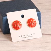 1 Pair Preppy Style Simple Style Sports Baseball Rugby Basketball Enamel Alloy Ear Studs main image 2