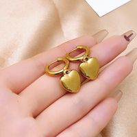 1 Pair Hip-Hop Vintage Style Heart Shape Polishing Plating 304 Stainless Steel Gold Plated Silver Plated Drop Earrings main image 4
