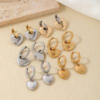 1 Pair Hip-Hop Vintage Style Heart Shape Polishing Plating 304 Stainless Steel Gold Plated Silver Plated Drop Earrings main image 1