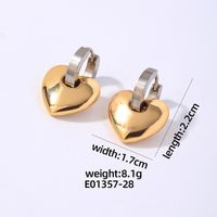 1 Pair Hip-Hop Vintage Style Heart Shape Polishing Plating 304 Stainless Steel Gold Plated Silver Plated Drop Earrings sku image 5