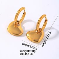 1 Pair Hip-Hop Vintage Style Heart Shape Polishing Plating 304 Stainless Steel Gold Plated Silver Plated Drop Earrings sku image 6