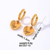 1 Pair Hip-Hop Vintage Style Heart Shape Polishing Plating 304 Stainless Steel Gold Plated Silver Plated Drop Earrings sku image 4