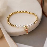 Vintage Style Simple Style Letter Heart Shape Copper Enamel Plating Inlay Zircon Gold Plated Bracelets main image 4
