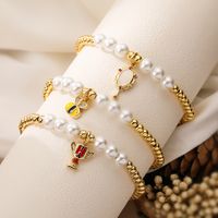 Vintage Style Simple Style Letter Heart Shape Copper Enamel Plating Inlay Zircon Gold Plated Bracelets main image 1