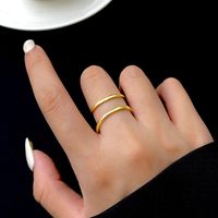 Elegant Simple Style Solid Color Sterling Silver Plating Gold Plated Open Rings main image 2