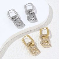 1 Pair Simple Style Shiny Letter Plating Inlay Copper Zircon 18k Gold Plated Drop Earrings main image 1