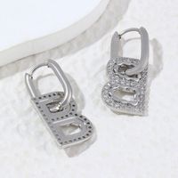 1 Pair Simple Style Shiny Letter Plating Inlay Copper Zircon 18k Gold Plated Drop Earrings main image 4