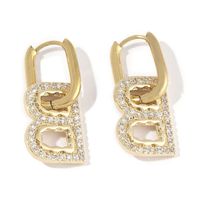 1 Pair Simple Style Shiny Letter Plating Inlay Copper Zircon 18k Gold Plated Drop Earrings main image 3