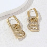 1 Pair Simple Style Shiny Letter Plating Inlay Copper Zircon 18k Gold Plated Drop Earrings main image 5