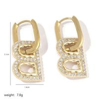 1 Pair Simple Style Shiny Letter Plating Inlay Copper Zircon 18k Gold Plated Drop Earrings sku image 2