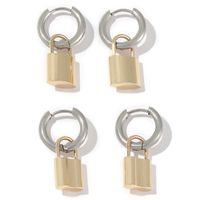 1 Pair IG Style Simple Style Lock Polishing Plating Stainless Steel 18K Gold Plated Drop Earrings main image 3