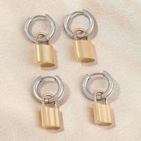 1 Pair IG Style Simple Style Lock Polishing Plating Stainless Steel 18K Gold Plated Drop Earrings main image 2