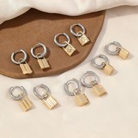 1 Pair IG Style Simple Style Lock Polishing Plating Stainless Steel 18K Gold Plated Drop Earrings main image 4