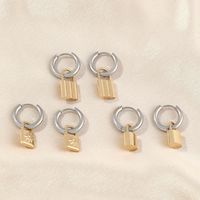 1 Pair IG Style Simple Style Lock Polishing Plating Stainless Steel 18K Gold Plated Drop Earrings main image 1