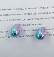 1 Pair Simple Style Water Droplets Gradient Color Stoving Varnish Arylic Ear Studs sku image 2