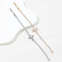 Copper 18K Gold Plated Casual Simple Style Roman Style Cross Polishing Inlay Zircon Bracelets main image 1