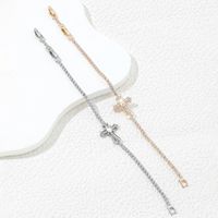 Shiny Cross Copper Plating Inlay Zircon 18k Gold Plated Bracelets main image 1