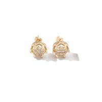 1 Paire Style Ig Reine Couronne Placage Incruster Le Cuivre Zircon Plaqué Or 18k Boucles D'oreilles main image 2